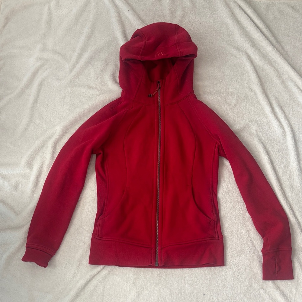 lululemon athletica Red Full-Zip Hooded Fleece Jacket